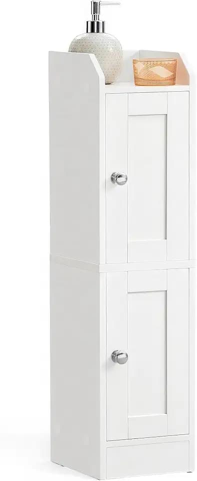 VASAGLE Small Storage Corner Floor Cabinet, 2 Doors, Cloud White