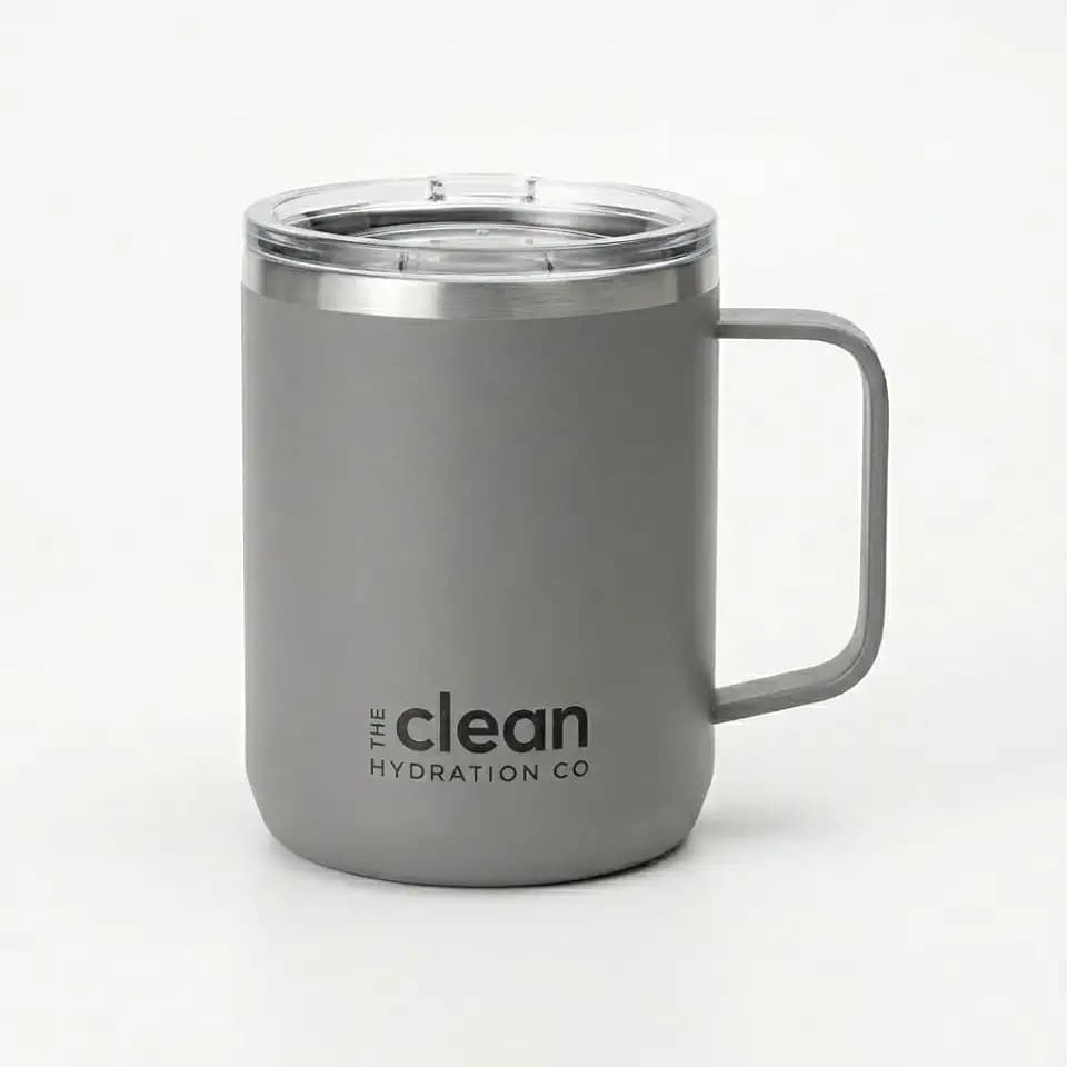 Coffee Mug Travel Mug Insulated 12 Oz | Ceramic Lined Travel Cup with Lid | Reusable Office Mug Double Wall Vacuum Eco-Friendly BPA-Free (Aqua) (Gray)