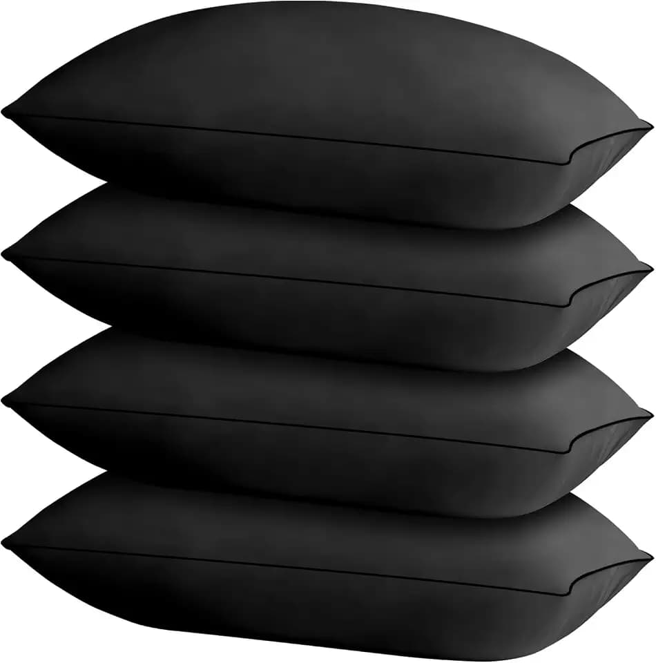 HIMOON Bed Pillows for Sleeping 4 Pack,King Size Cooling Pillows Set of 4,Top-end Microfiber Cover Luxury Hotel qualityfor Side Stomach Back Sleepers(Black)