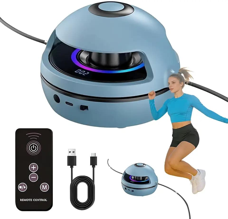 Elektronische Springseil, Automatische Elektrische Seilspringmaschine Mit Fernbedienung, Intelligente Springseilmaschine Mit LED-Anzeigezähler, Seilspringen 1-10 Geschwindigkeitsstufe