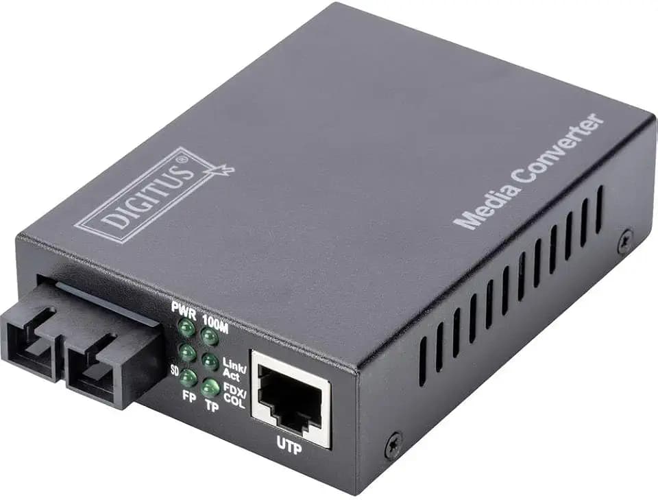 DIGITUS Medienkonverter - Multimode - Fast Ethernet - RJ45 / SC - 1310nm Wellenlänge - Bis 2km - Schwarz