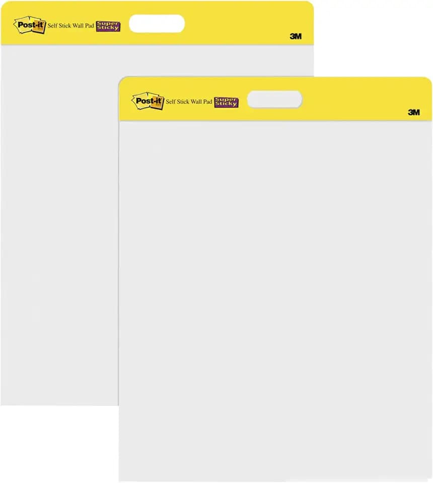 3M Post-it Easel Pad, 20 x 23 in, White, 2 Pack, Command Strips included