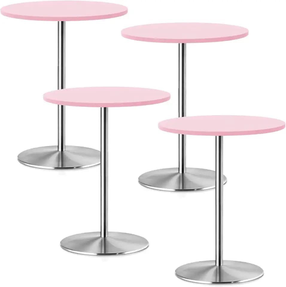 4 Pack 30 Inches Small Round Fitted Tablecloth for Cocktail Table Topper Cap Elastic Waterproof Stretch Washable Folding Picnic Table Cover Spandex Tablecloth for Dining Bar Pub and Parties (Pink)
