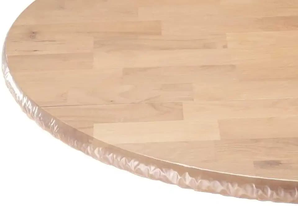 Yourtablecloth Heavy Duty Clear Vinyl Round Fitted Tablecloth (Table Cover) Elasticized Tablecloth Great for Protecting Your fine Tables and Table Linen 48”