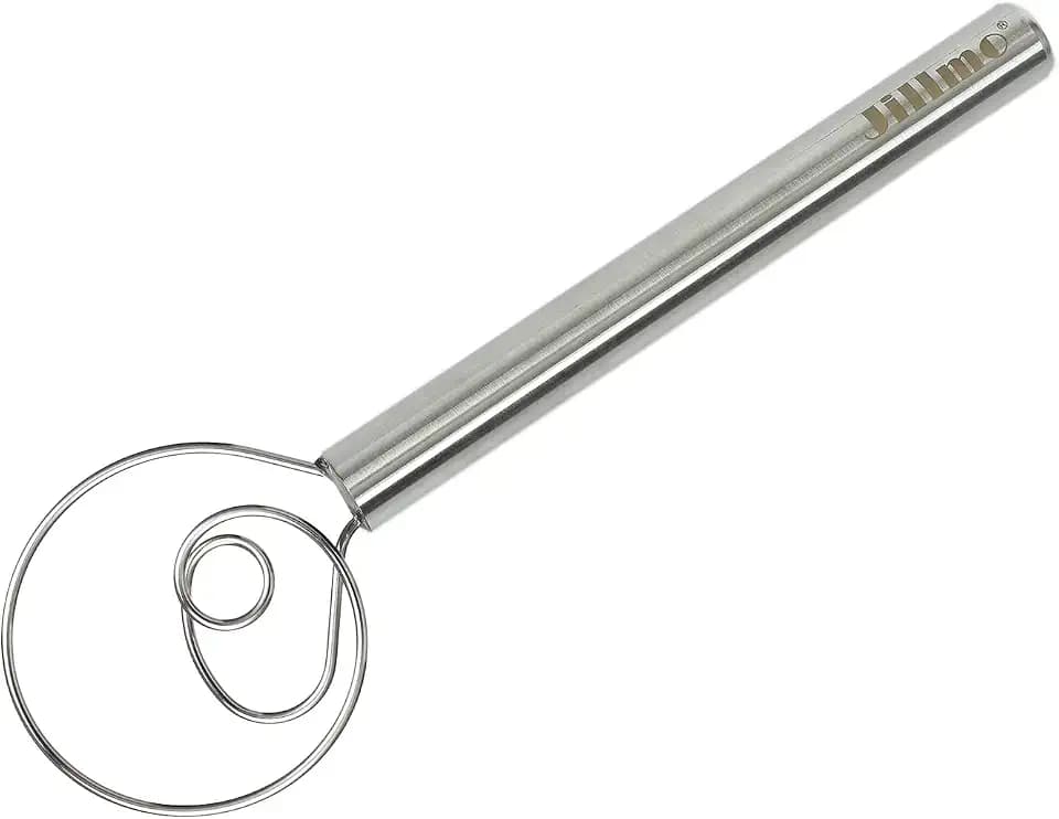 Jillmo Danish Dough Whisk, 12 Inch Stainless Steel Bread Whisk