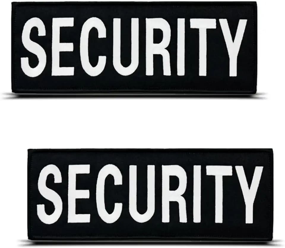 2 PCS 10.8x4 inch Security Patches for Clothes- Hook and Loop Super Large Security for Back Plate Carrier- Embroidered Emblem for Vest Uniform Backpack Coats Jackets Jeans Biker Moto