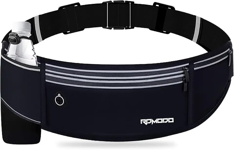 Slim Running Belt with Water Bottle Holder for Women Men, Black