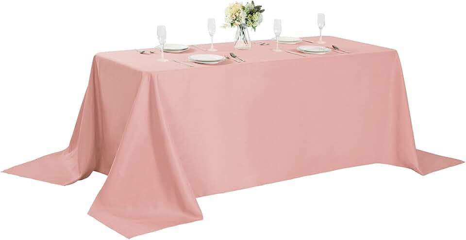 Cupuamon Rectangle Tablecloth 90x156 inch Washable Polyester Fabric Table Cloth for Wedding Party Dining Banquet Decoration(90x156, Dusty Pink)