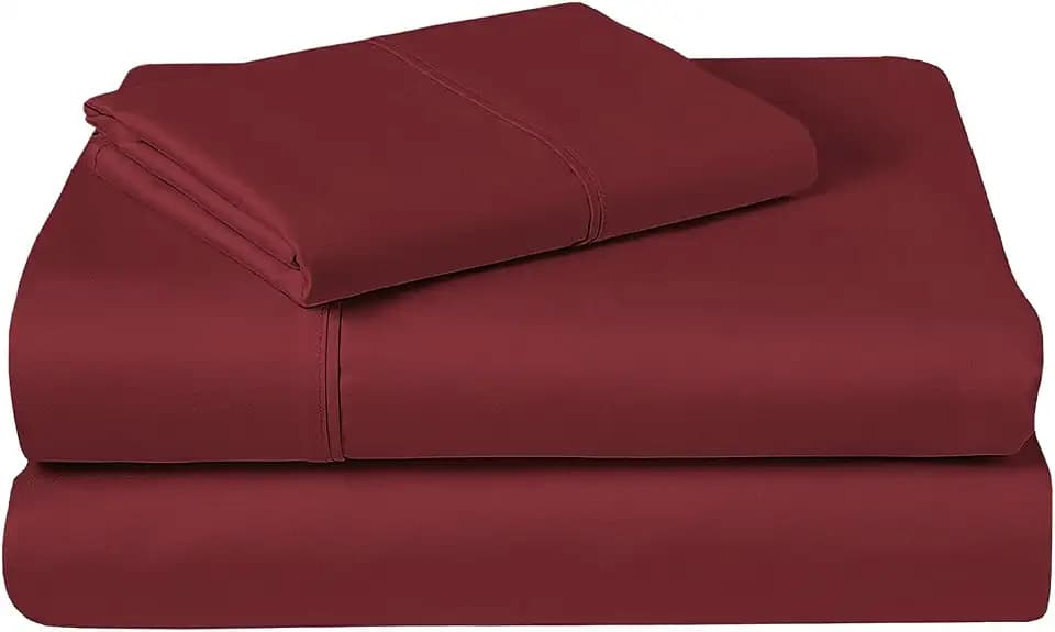 Pizuna 100% Cotton Sheets Set Twin 400 Thread Count Rio Red