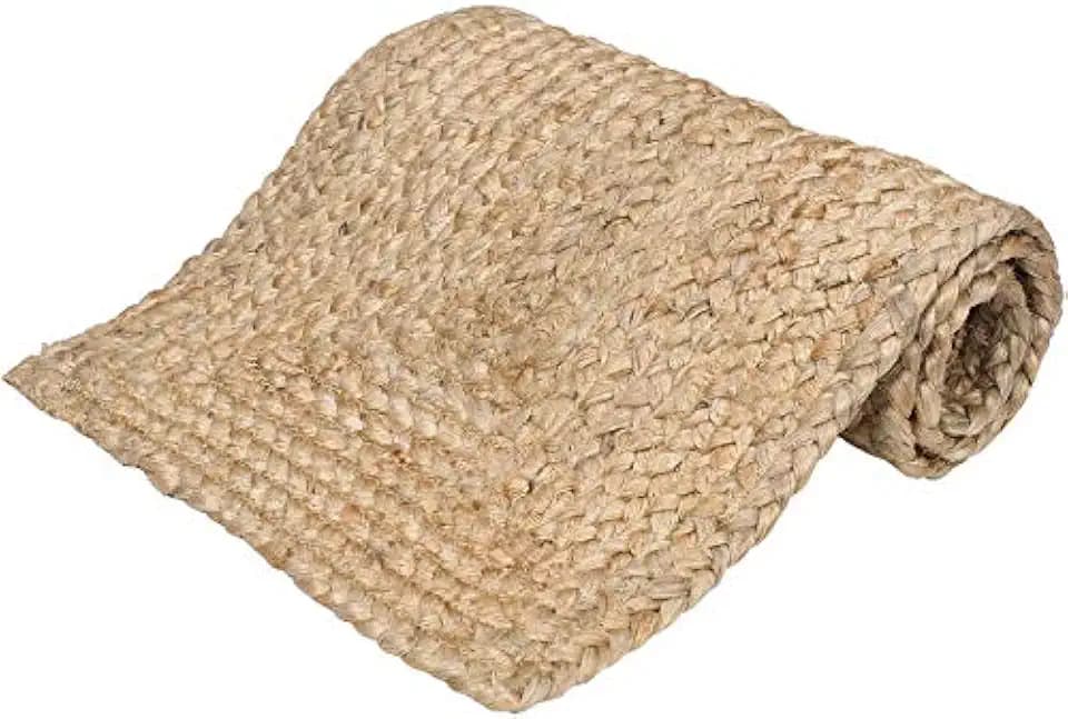 GLAMBURG Farmhouse Jute Burlap Table Runner 36 Inches Long, 13x36 Natural Jute Braided, Organic Eco-Friendly Rustic Vintage Dining