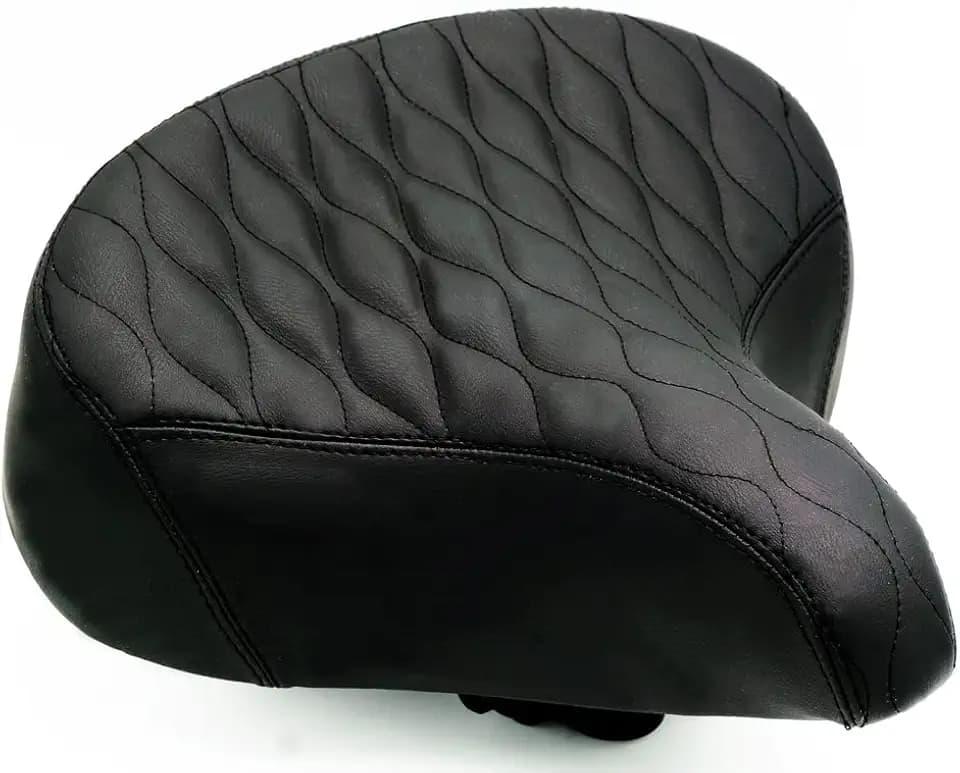 Bicycle Seat - Fito Oversize 10.5" x 9.5" Synthetic Leather Retro Beach Cruiser Comfort Bike Saddle (GW-Black)