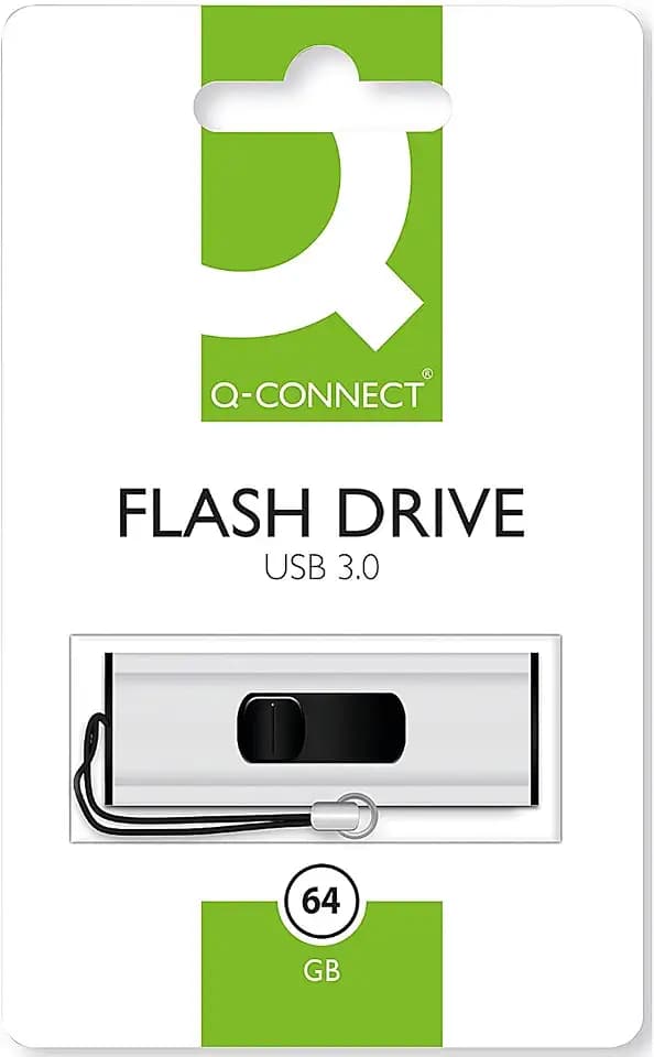 Q-Connect Kf16371 64 Gb USB 3.0 (3.1 Gen 1) Typ A Schwarz, Weiß Player USB Flash – Leser USB Flash (64 Gb, USB 3.0 (3.1 Gen 1), Typ A, Slide, Schwarz, Weiß)