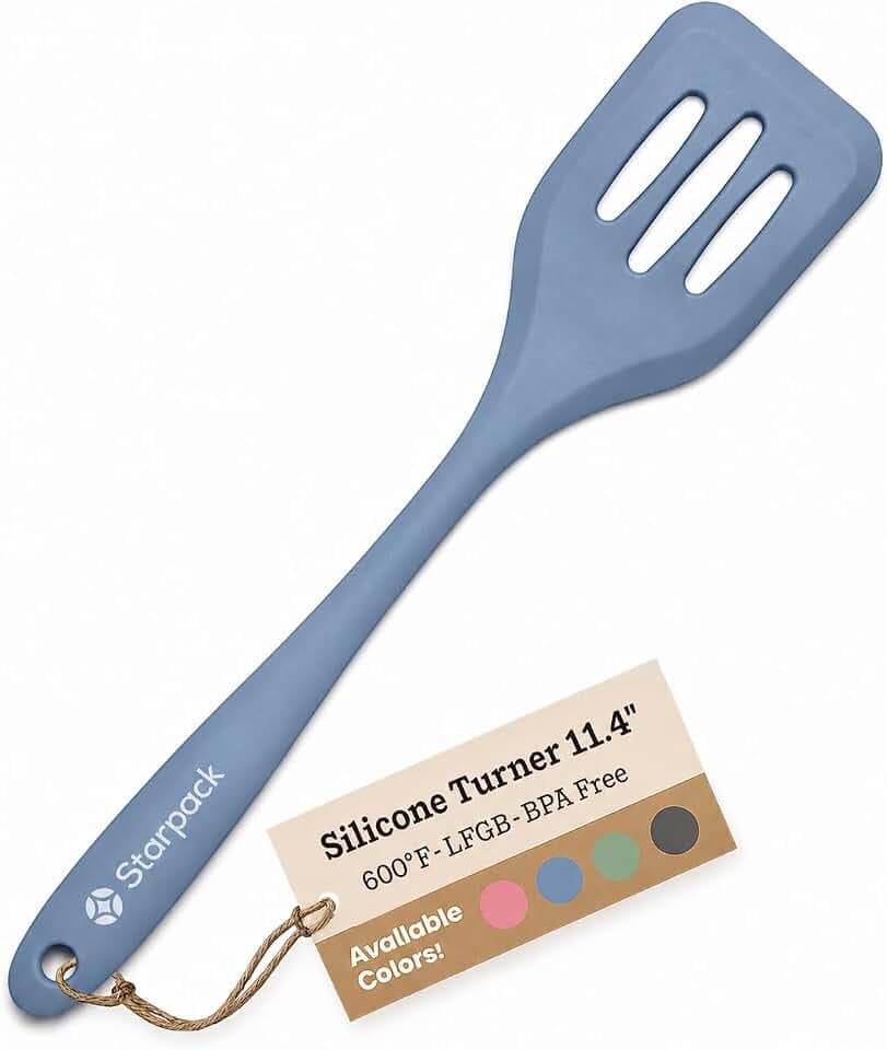 Starpack 'Head Turner' Premium Silicone Turner Spatula, 11.4" Slotted Spatula - Up-to 600°F High Heat Resistant Silicone Slotted Spatulas for Cooking, LFGB Grade Non Stick Rubber Turner Spatula