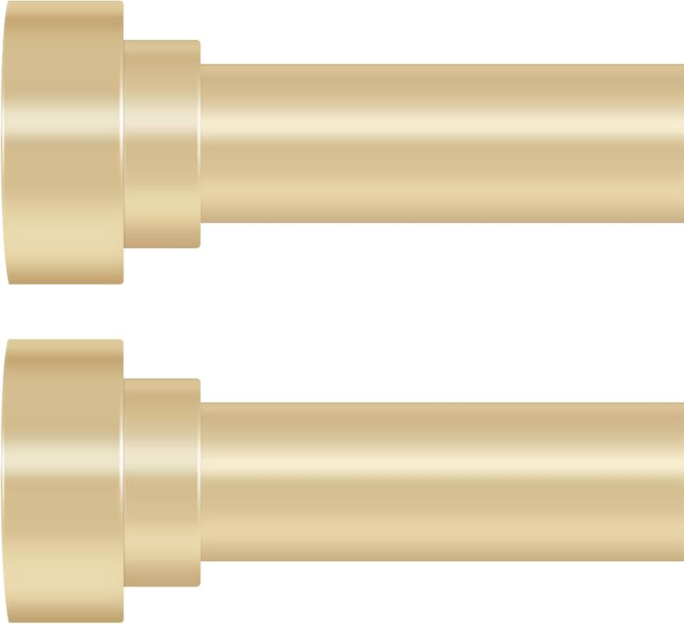 2 Pack Gold Curtain Rods for Windows 48 to 84 Inch(4-7ft),1” Diameter Heavy Duty Curtain Rods,Adjustable Curtains Rod,Modern Decorative Drapery Rod,Telescoping Window Curtains Rod 30-88",Brass Gold