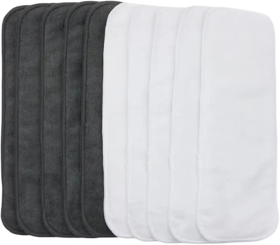 Microfiber Inserts for Cloth Diapers (10pcs-White&Grey Inserts)