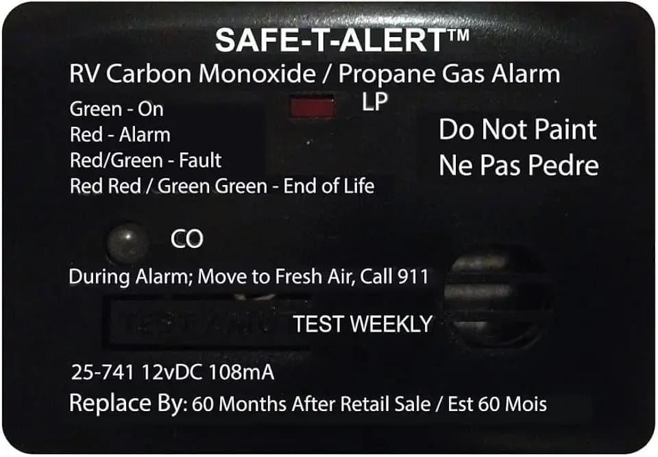 Safe T Alert 25 Series Mini Dual LP/CO Alarm - Propane and Carbon Monoxide Alarm - Surface Mount, Black - 25-741-BL