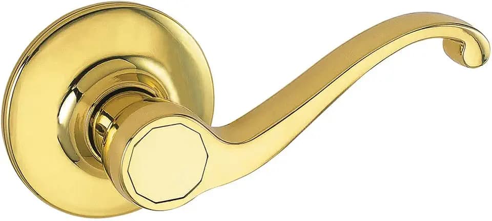 Design House Scroll One-Sided Non-Turning Dummy Door Lever, Polished Brass, Decorative Interior Door Handle for Closet, Pantry, and French Doors, Reversible Surface Mount Hardware, 775338