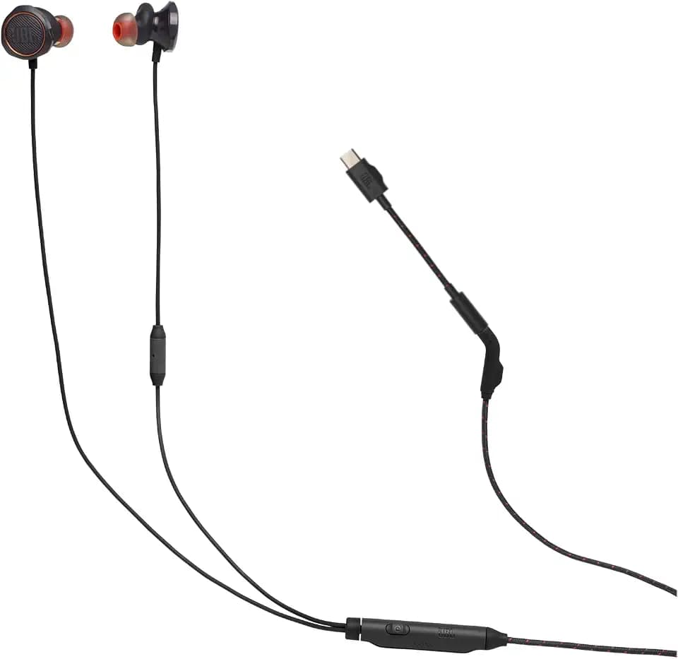 JBL Quantum 50C, kabelgebundenes In-Ear-USB-C-Gaming-Headset mit JBL QuantumSURROUND Sound, Multi-Plattform-Kompatibilität, sprachfokussiertem Mikrofon, Lautstärke-Slider und Stummschaltung, Schwarz