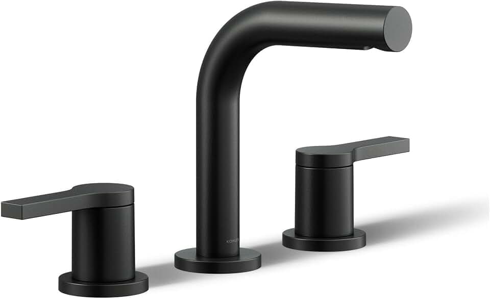 KOHLER K-33592-4-BL Elate® Widespread Bathroom Sink Faucet, Enhanced Flow, Durable Construction, Easy Installation, Bathroom Faucets, 1.2 GPM, Matte Black