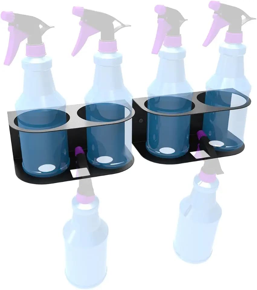 2 Pcs of 2 Spray Bottles Holder Steel Wall Mount