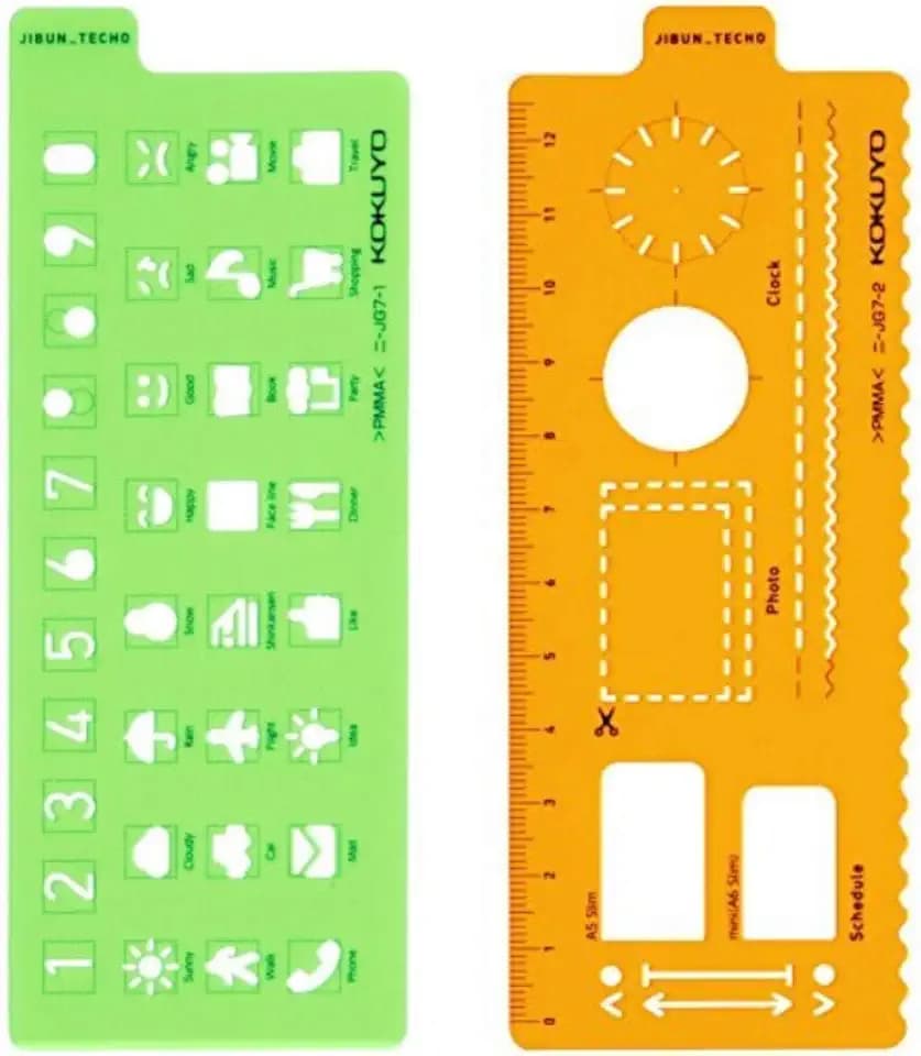Kokuyo JIBUN_TECHO Goods, Template Stencil, Icon & Plan Version, Shared Size, Japan Import (NI-JG7-1/2)