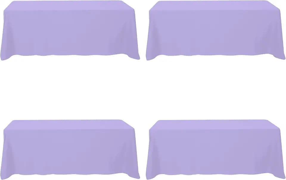 BRILLMAX 4 Pack Lavender Tablecloths 90x156 Inch for 8ft Rectangle Tables