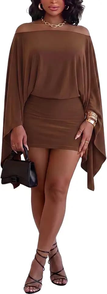 Uni Clau Women's Off Shoulder Batwing Mini Dress Bodycon Party Club Dress