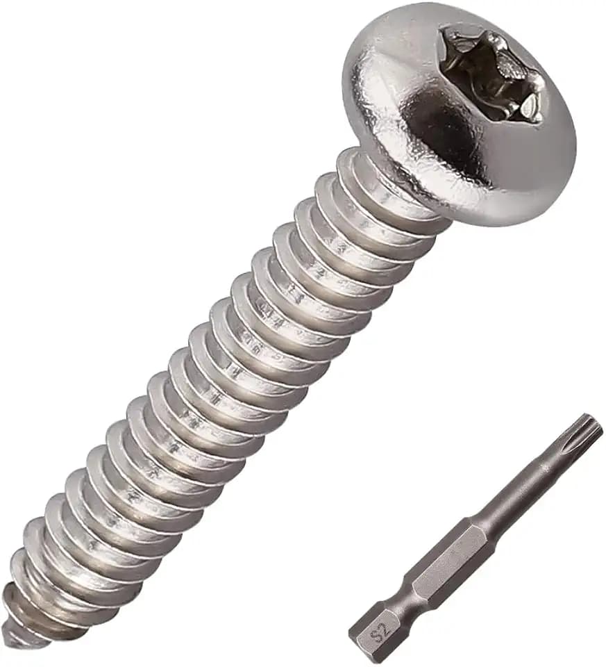 100 Pcs #6 x 1-3/4 Torx Pan Head Sheet Metal Screws with Bit, 304 Stainless Steel 18-8, 6-Lobe Star Drive Self Tapping Screws for Electrical & Light Fixtures