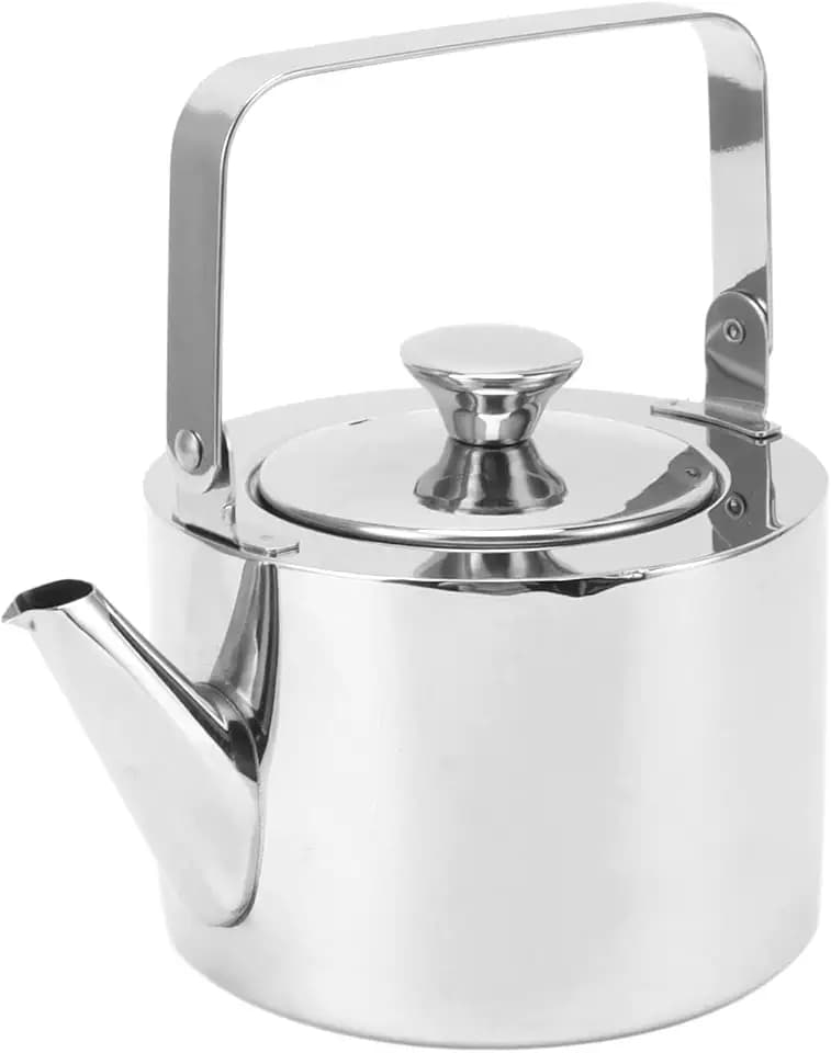 Stainless Steel Tea Kettle with Strainer Thickened Metal Whistling Teapot with Ergonomic Handle for All Stovetop (Large, 1.5L)