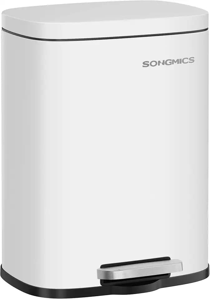 SONGMICS 3.2 Gallon (12 L) Trash Can, Stainless Steel, Step-On Pedal