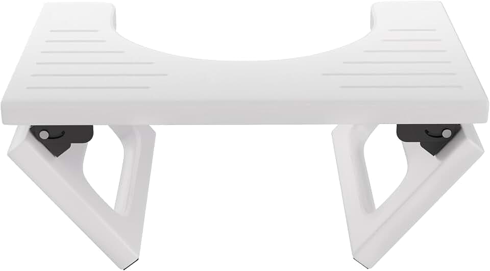 AmazerBath 7 Inches Bamboo Toilet Stool Squat for Adults, Foldable Poop Stool for Bathroom, 0.79" Thickness Potty Step Stool with Non-Slip Strip, No Assembly Required, Space-Saving, White