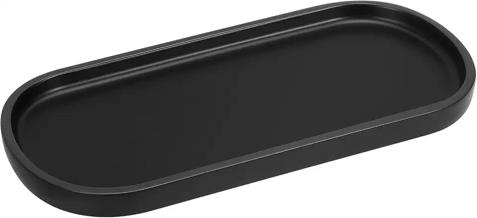 Luxspire 10" Oval Bathroom Tray for Countertop Organizer, Matte Black