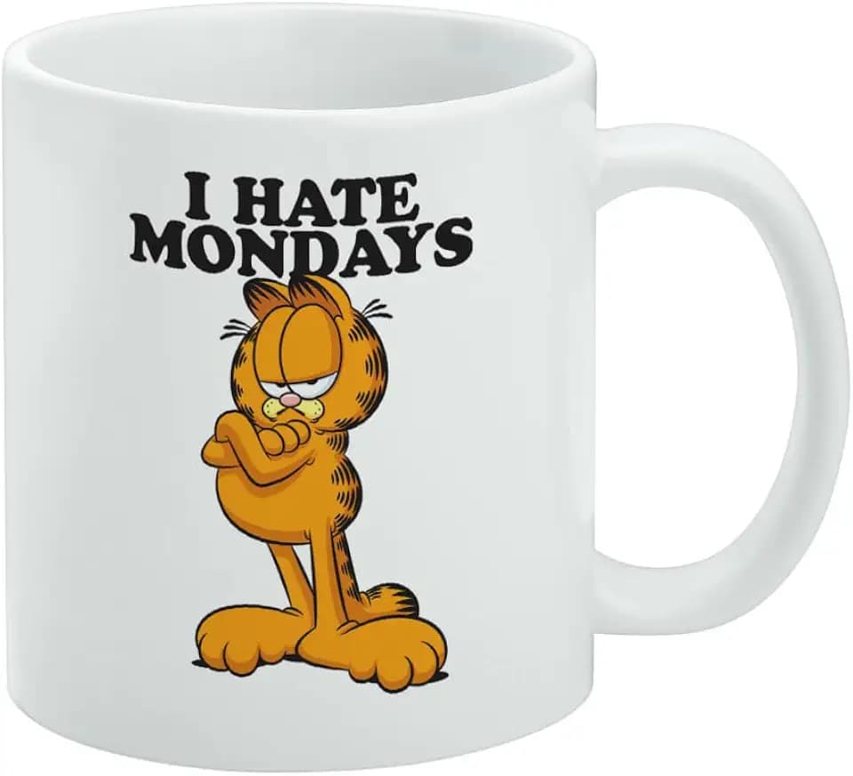 Garfield I Hate Mondays Ceramic Coffee Mug Gift Mugs for, 11oz, White