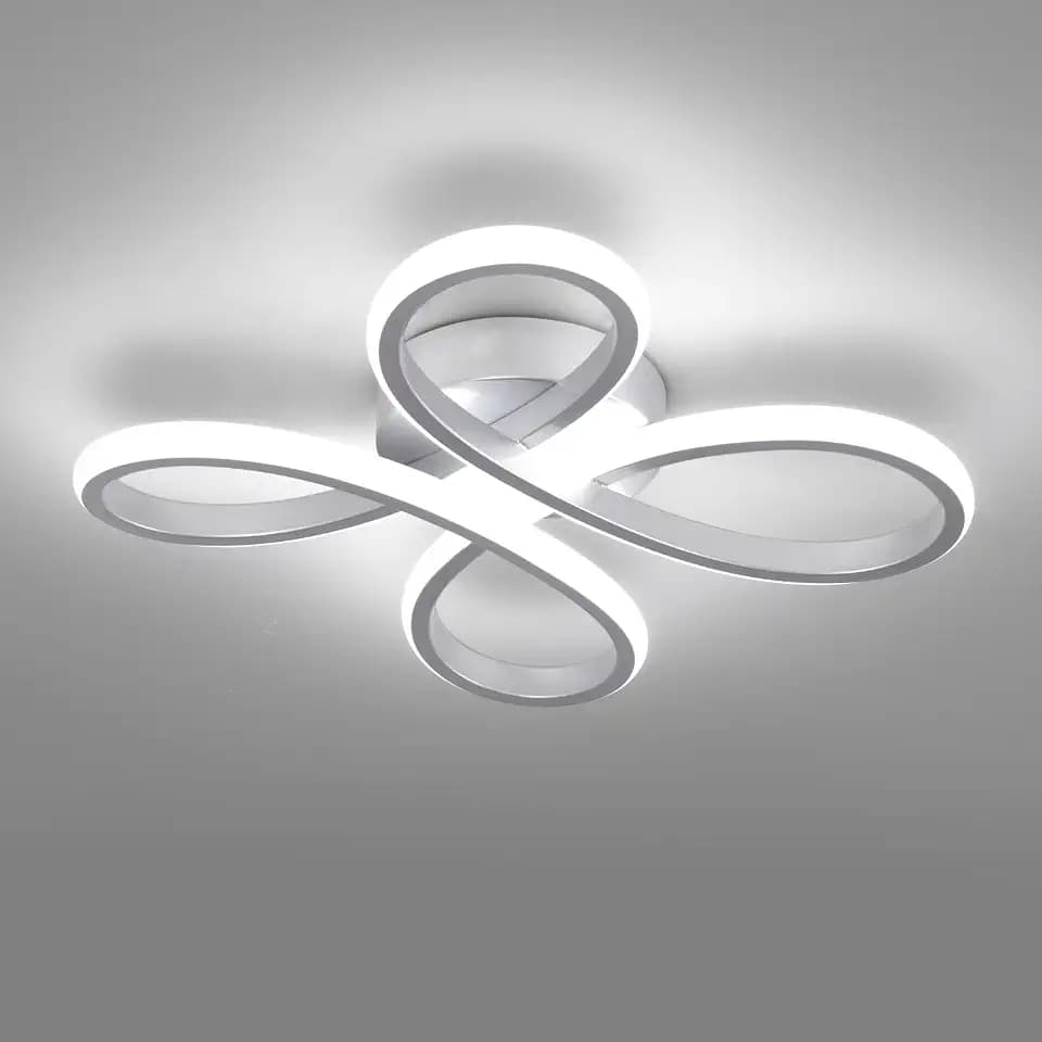 ADISUN Modern LED Ceiling Light, 6000K Silver Semi Flush Mount Ceiling Lights for Hallway, Modern Lamps for Living Room Bedroom Corridor Aisle Hallway Indoor Ceiling Lamp (L14.56*W14.56*H1.18)