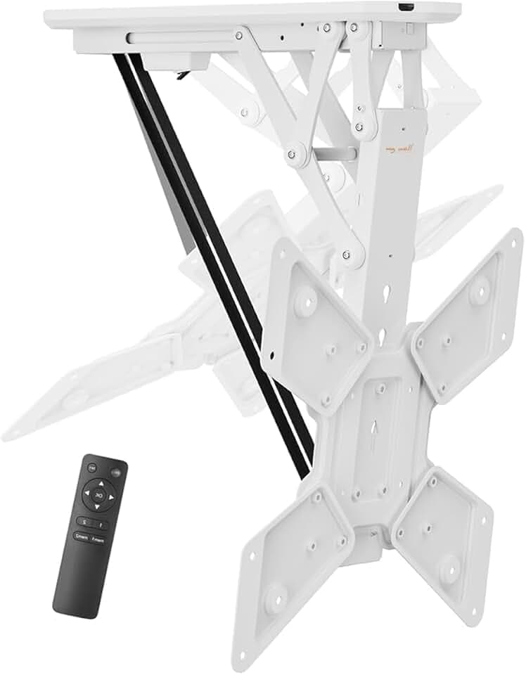 myWall my Wall HL40MWL klappbarer motorisierter Deckenhalter mit Fernbedienung für TV und Flachbildschirme 23-55 Zoll (58 cm - 140 cm) VESA, weiß