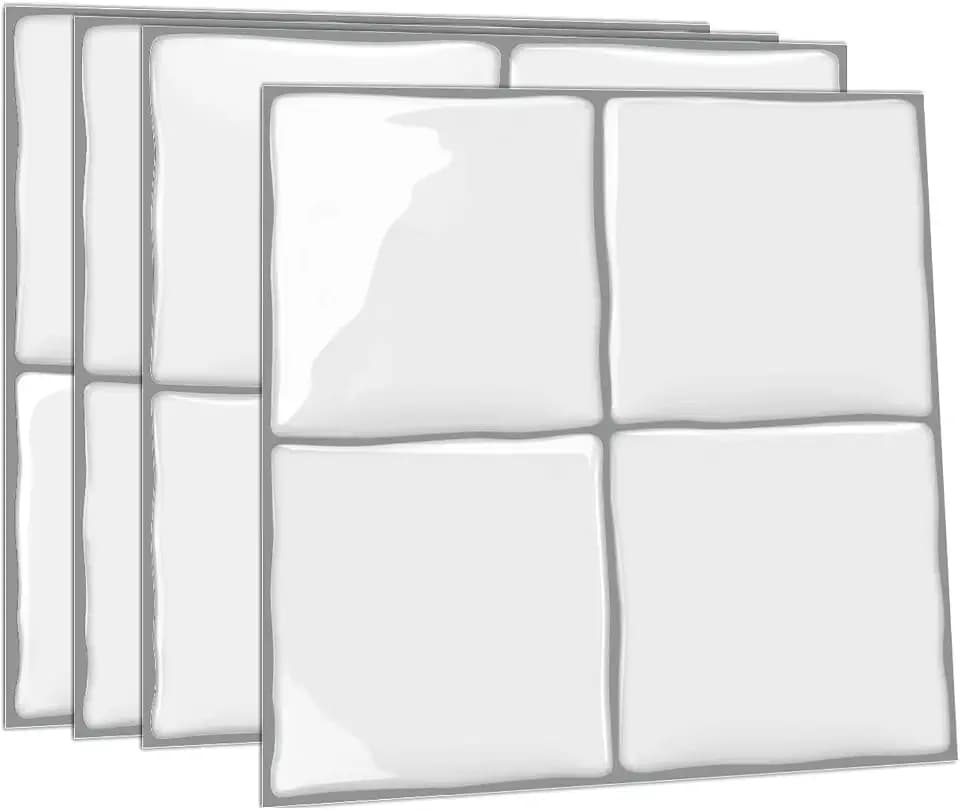 6X6 in Classic White Peel-Stick Tile,24 Sheets Backsplash Tiles