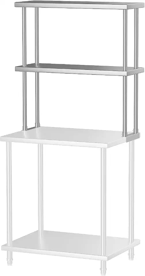 12x30 Double Utility Shelves Rack Deck Stainless Steel Prep Table Worktable Workstation with Undershelf, Stainless Steel Table for Kitchen Home Prep Work Tables