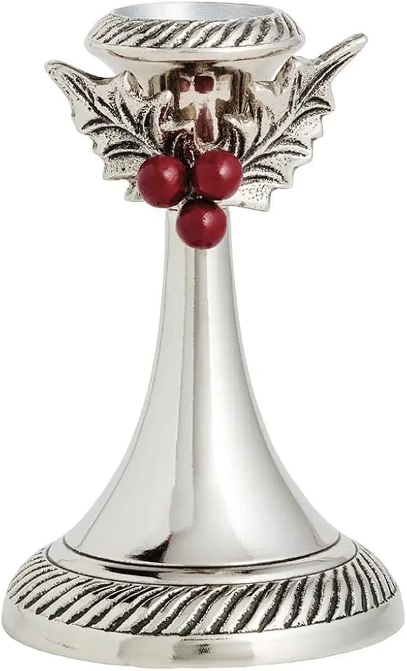 Mud Pie Christmas Large Holly Candlestick