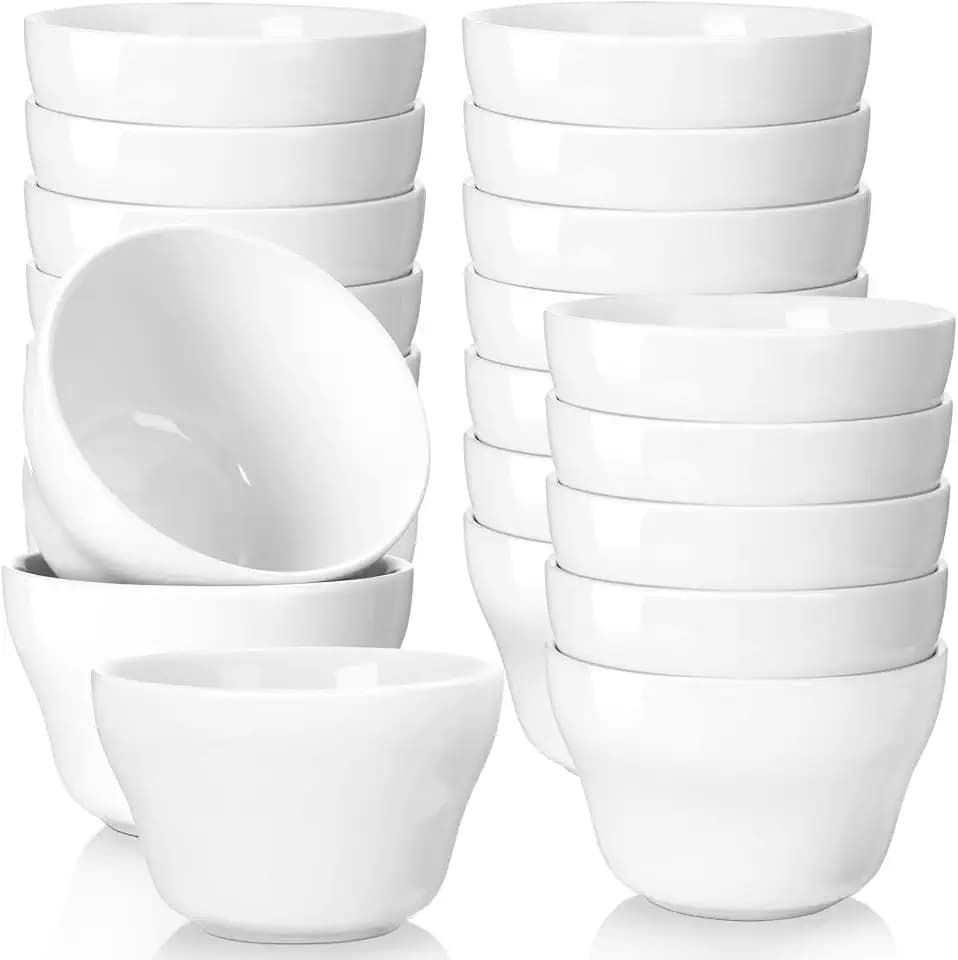 Patelai 12 Pcs 8 oz Porcelain Soup Cups Small White Dessert Bowls