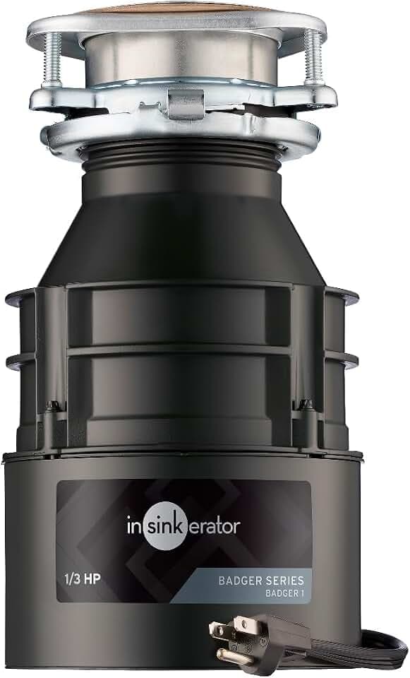 InSinkErator Badger 1 Garbage Disposal with Power Cord, Standard Series 1/3 HP Continuous Feed Food Waste Disposer, Badger 1 W/C