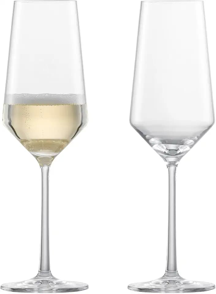 Zwiesel Glas Pure Champagne Glass (Set of 2), Champagne Flutes with Effervescent Point, Dishwasher-Safe Tritan Crystal Glasses, Made in Germany (7 Ounce)