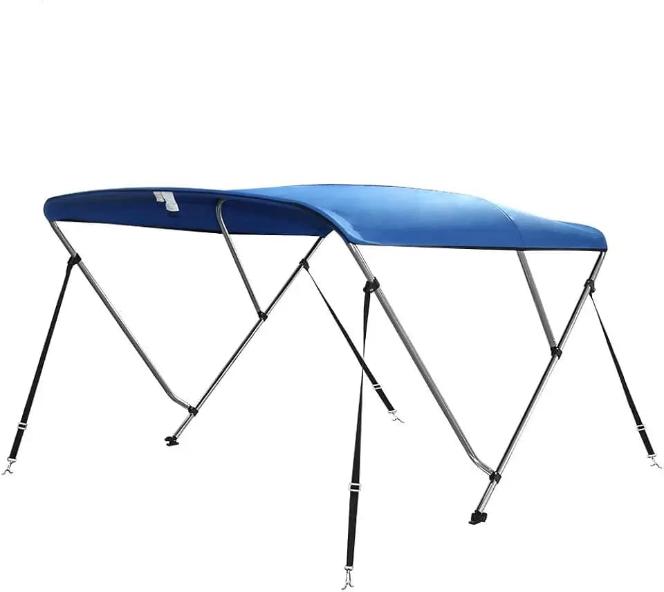 Seamander 3-4 Bow Bimini Boat Top Cover,Boat Accessories,Boat Canopy with Mounting Hardware, Rear Support Pole with Storage Boot (Pacific Blue, 3 Bow 6'L x 36" H x 61"-66" W)