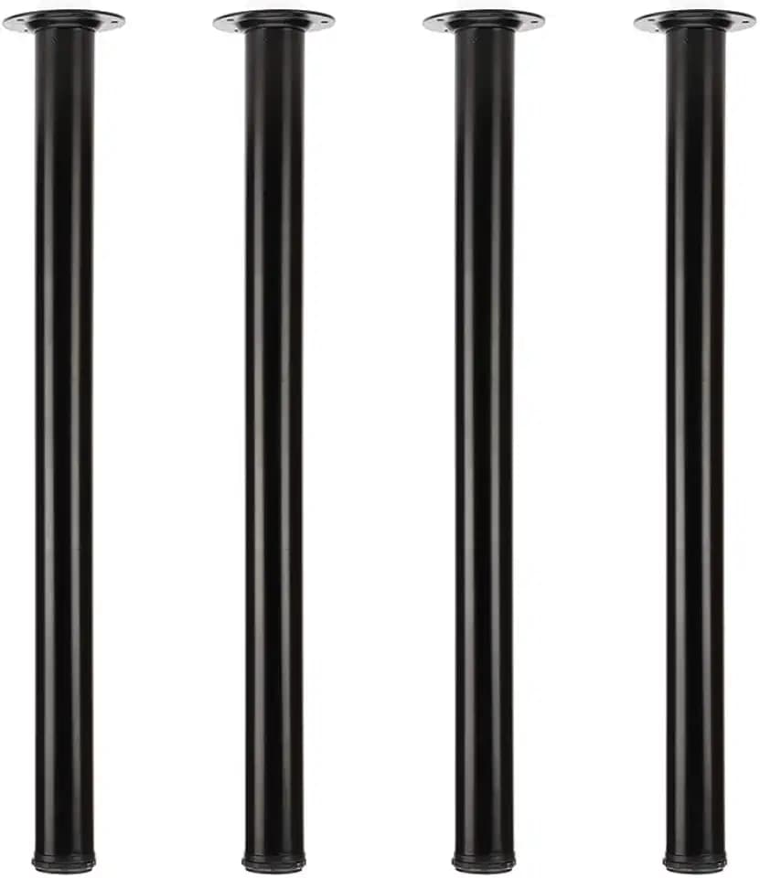 QLLY 28 inch Adjustable Metal Desk Legs, Heavy Duty Furniture Table Legs with 1" Leveling Adjustment for DIY Office Desk, Workbench, Dining Table, Set of 4 (Black)