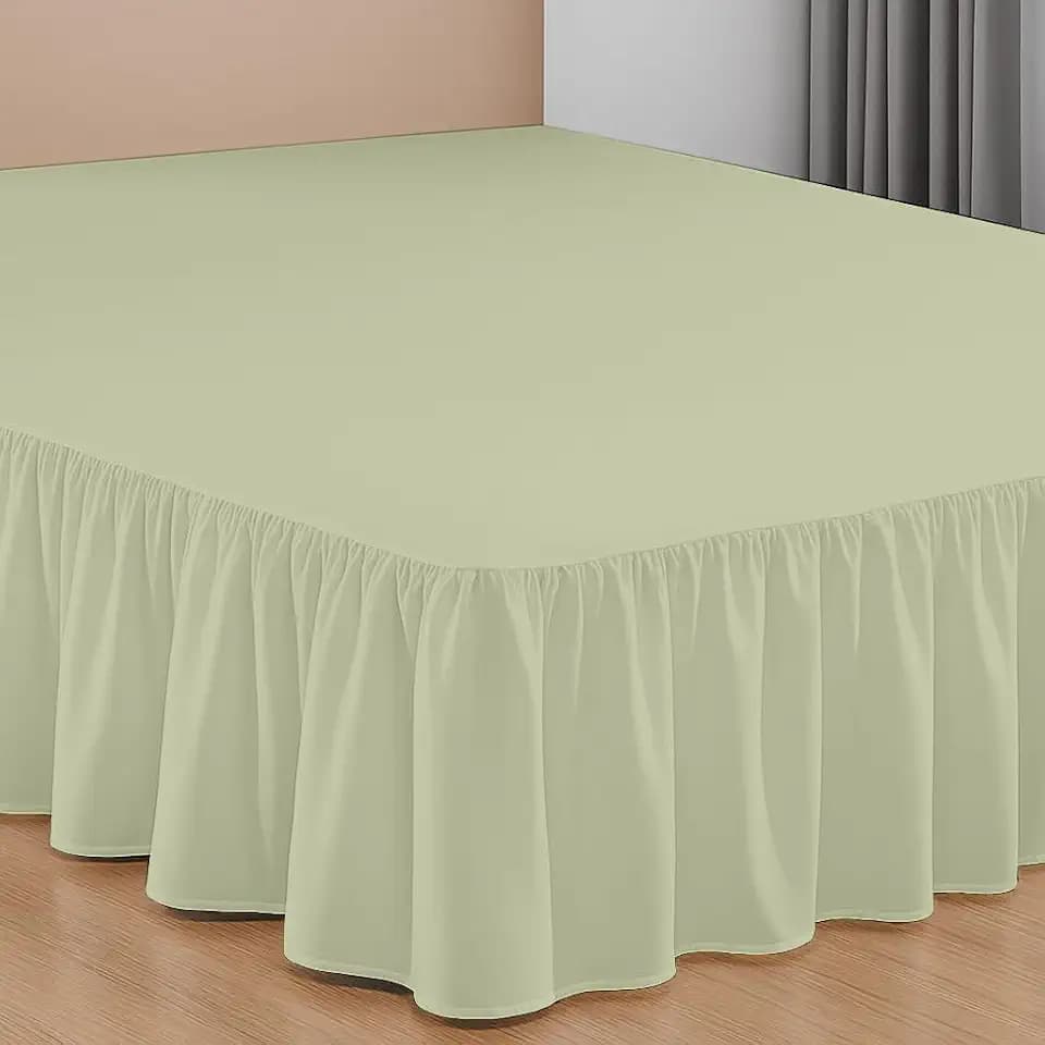 SGI Bedding 12 Inch Drop Ruffled Bed Skirt Twin Size - Classic Gathered Styling, Platform Style Dust Ruffle with Secure Fit, Split Corners, Wrinkle-Resistant Microfiber - Sage