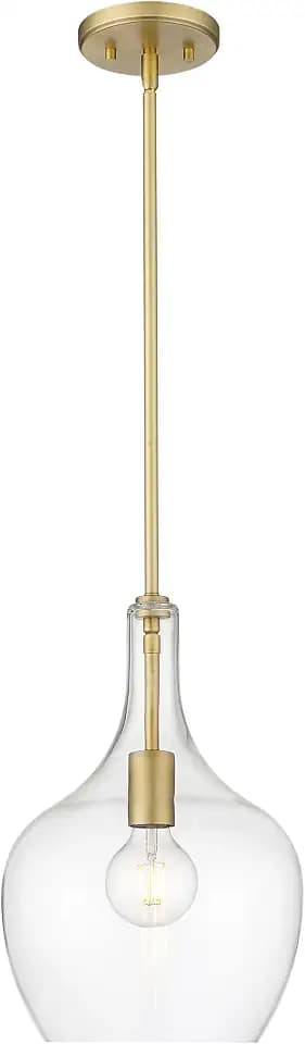 ML Lighting | Lamara Collection | 28401-VB | Indoor 1 Light Metal Pendant in Vintage Brass with Clear Glass Shade | Kitchens, Dining Rooms, Living Rooms, Entryways, Hallways