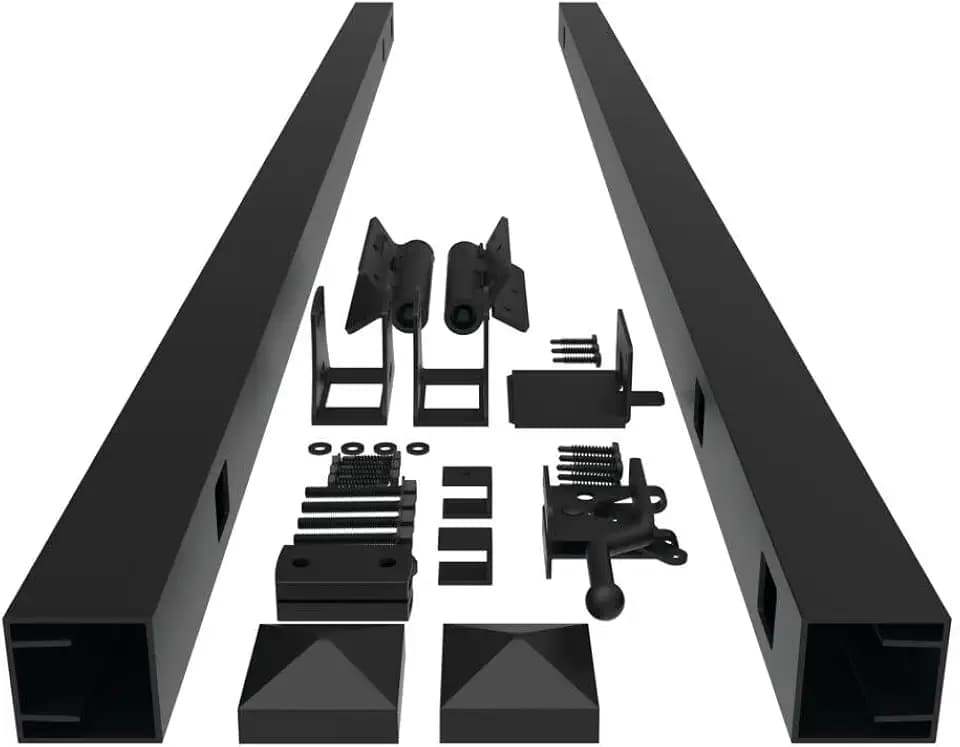 54-in 3 Rail Aluminum Fence Adjustable Gate Kit Black
