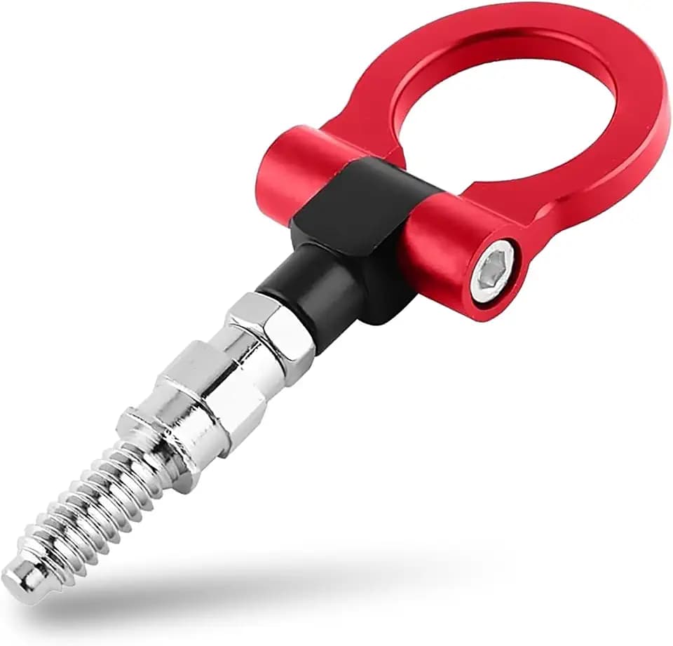 Keenso Auto Abschlepphaken, Auto Abschleppöse Aluminiumlegierung Vorder Anhängerhaken-Schleppring für E82 E88 E90 E91 E92 E93 (Rot)