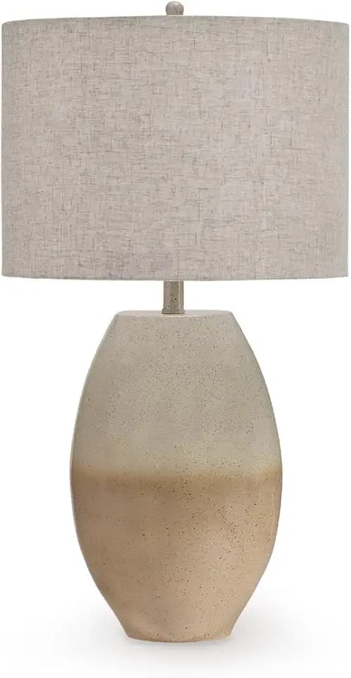 Signature Design by Ashley Linas 28" Farmhouse Table Lamp, Cream Beige
