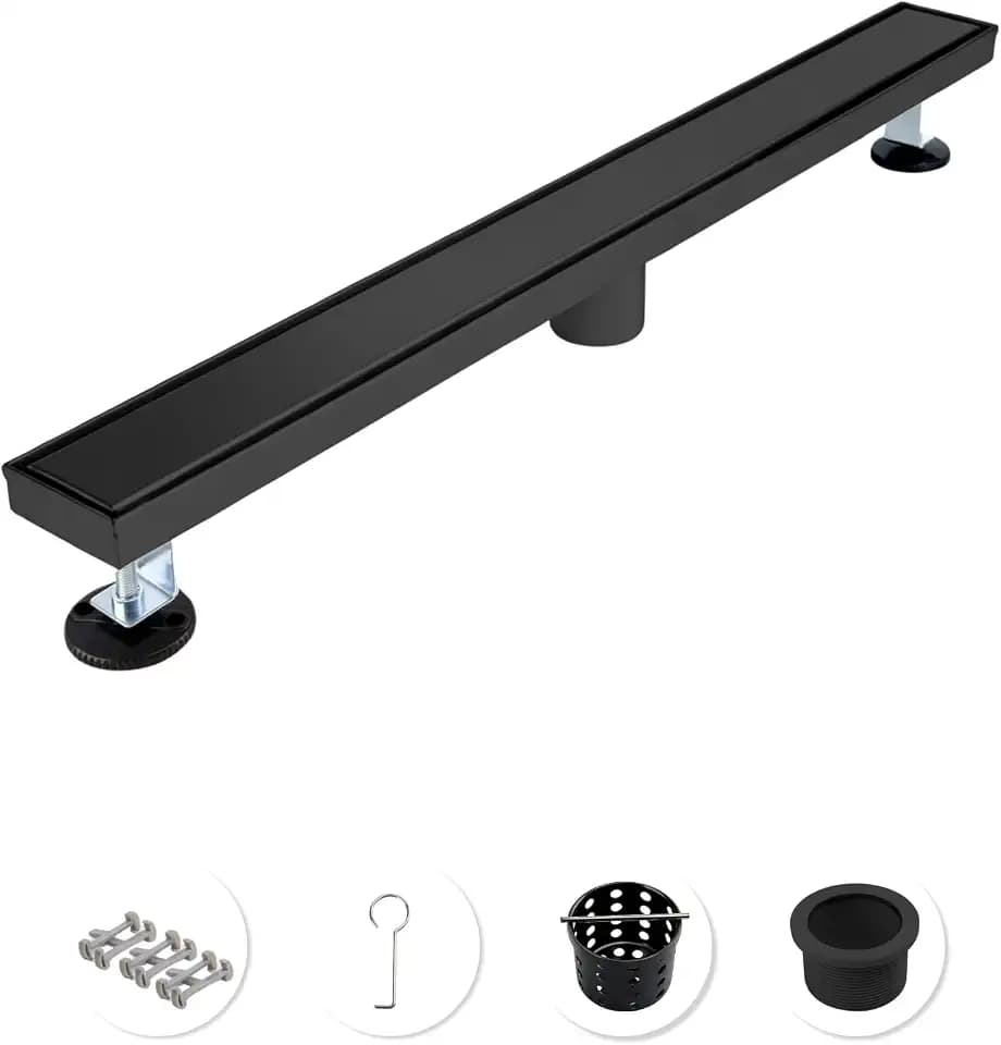 36 Inch Matte Black Linear Shower Drain