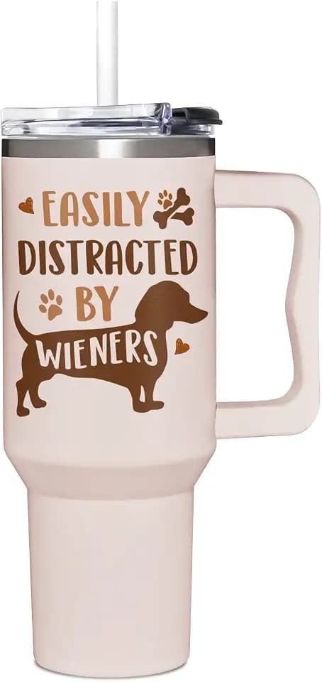 Dachshund Gifts For Women, Dog Lovers - Mothers Day Gifts From Dogs - Birthday Gift For Dackel Owners - Christmas Gift for Dachshund Mom - Wiener Dogs 40oz Tumbler With Handle & Straw